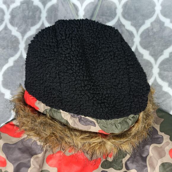 Members Only Jacket Mens XL Camo Black Hooded Faux Fur Lined Puffer Coat Warm - Picture 12 of 14